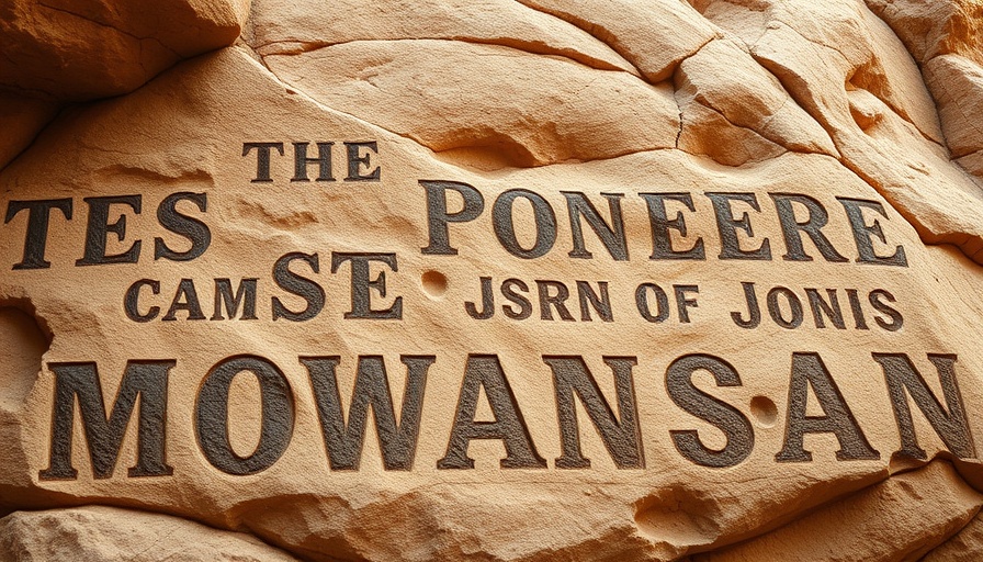 Pioneer names etched on rock wall, trail history