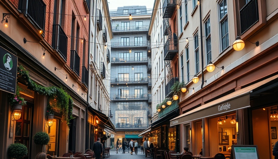 Charming alleyway in New Zealand with cafes and warm lights