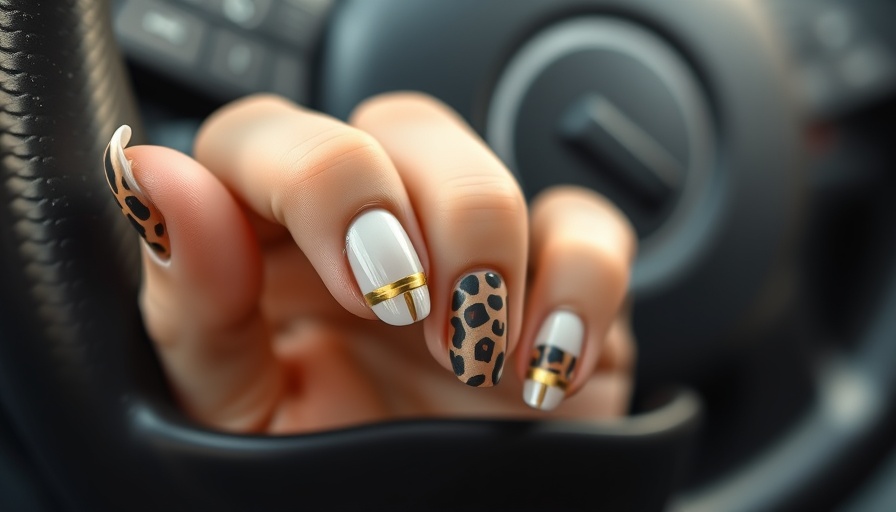 Fall Fashion Trends 2025: Stylish short nails with gold and leopard design.