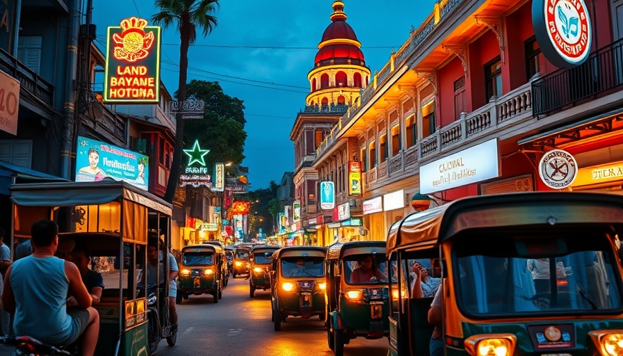 Vibrant street scene depicting affordable life for early retirees in Cambodia.