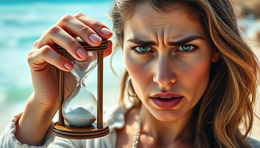 Portuguese Golden Visa Changes urgency concept with hourglass and beach.