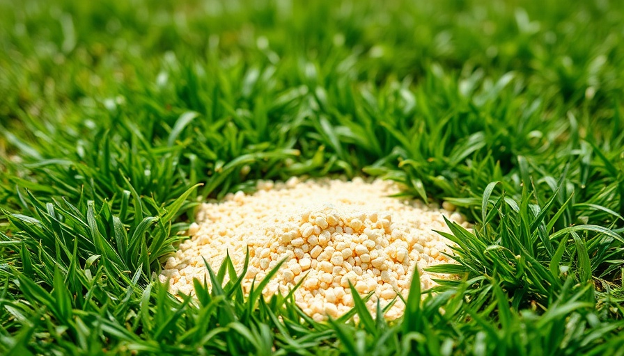 Corn gluten meal application tips highlighted on lawn.