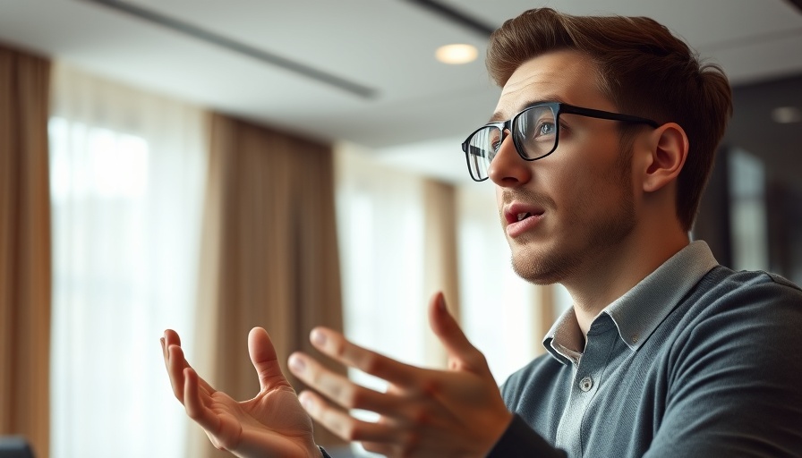 Confident young man discussing gold and stocks at all-time highs.