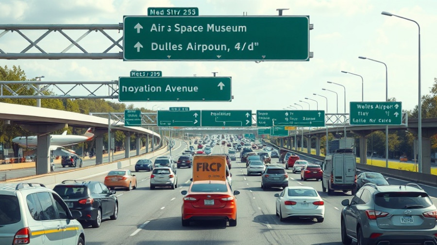Highway with directional signs and traffic, showcasing road dynamics.