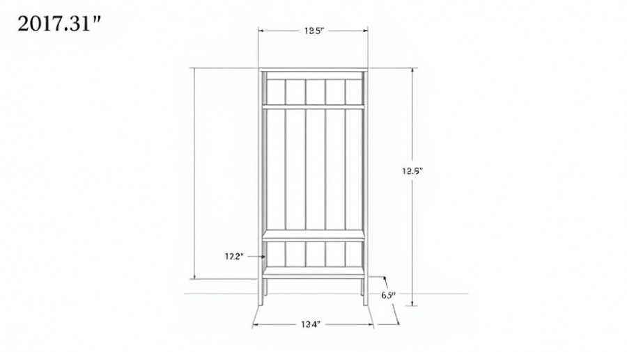 DIY Entryway Hall Tree technical drawing with measurements and labels.