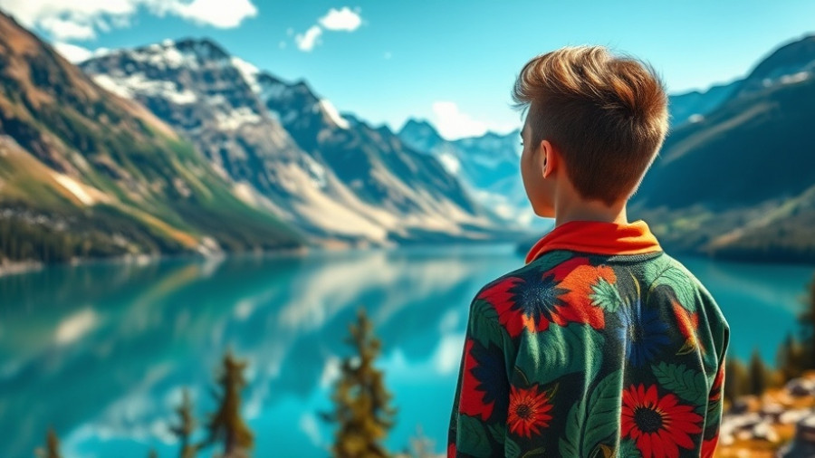 Calm of Switzerland: Scenic view of a person by a mountain lake.