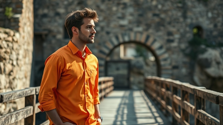 Man enjoying Isla del Sol travel experience in vibrant shirt.