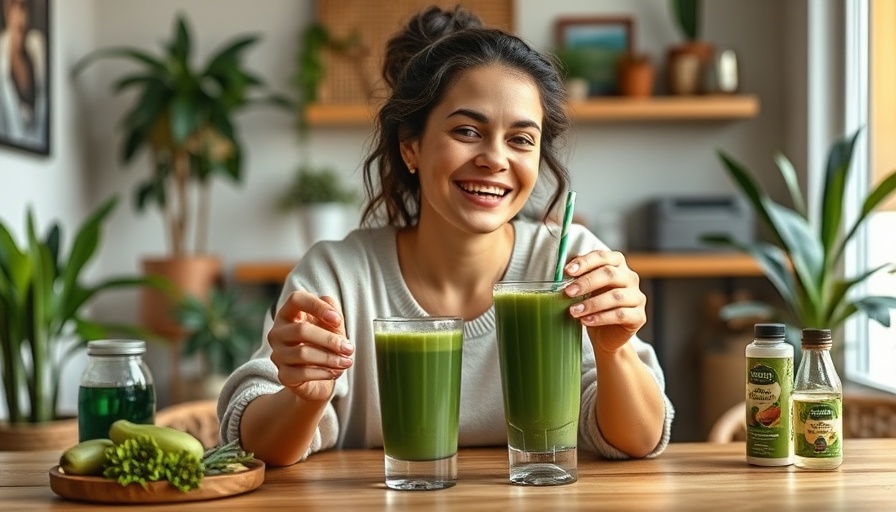 Smiling woman with detox drink promoting Dr. Cabral 7-day detox review.