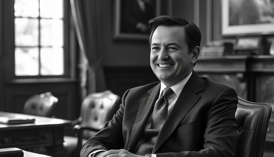 Distinguished individual discussing global justice vision; historic office setting.
