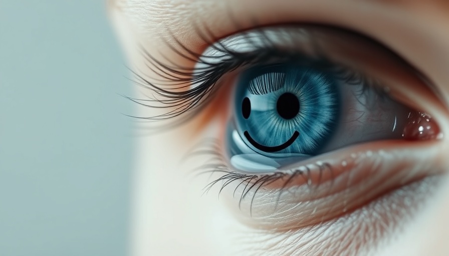 Surreal eye with smiling tear, expressing high-functioning depression symptoms.