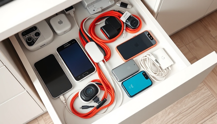 DIY charging drawer with organized devices and accessories.