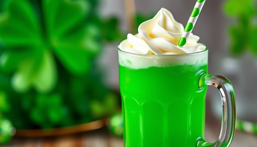 Dairy-Free St. Patrick's Day cocktail with green shamrock backdrop.