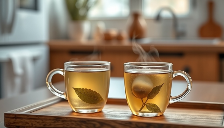 Anti-inflammatory herbal tea in glass cups with wooden spoon.