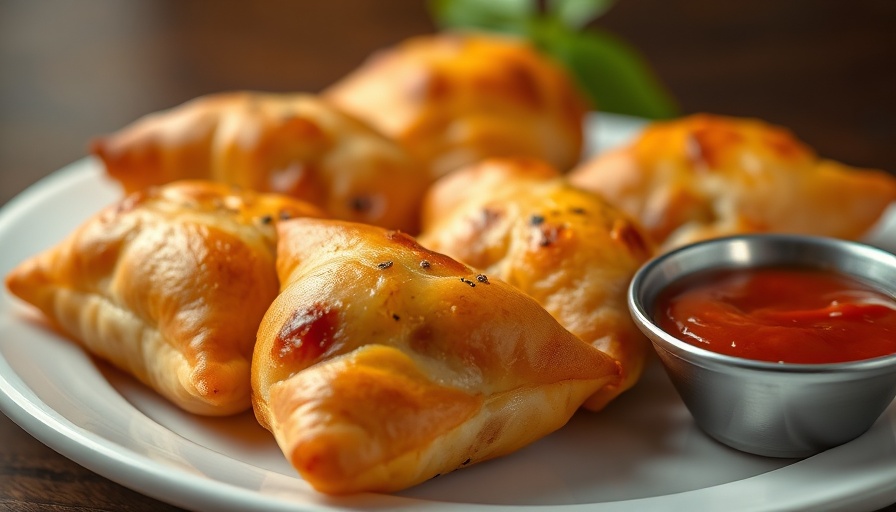 Appetizing high-protein pizza hot pockets with marinara.