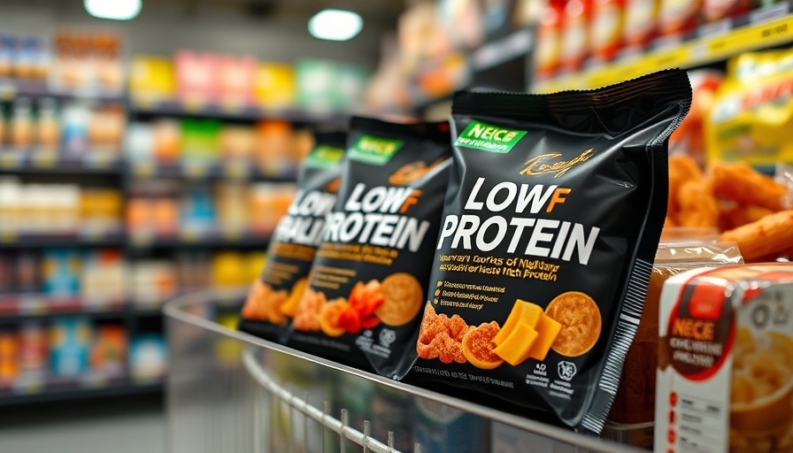Packaged low-calorie, high-protein food in grocery store.