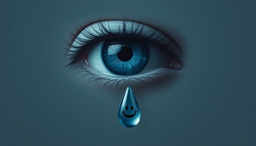 High-functioning depression symbol: blue eye and smiling teardrop.