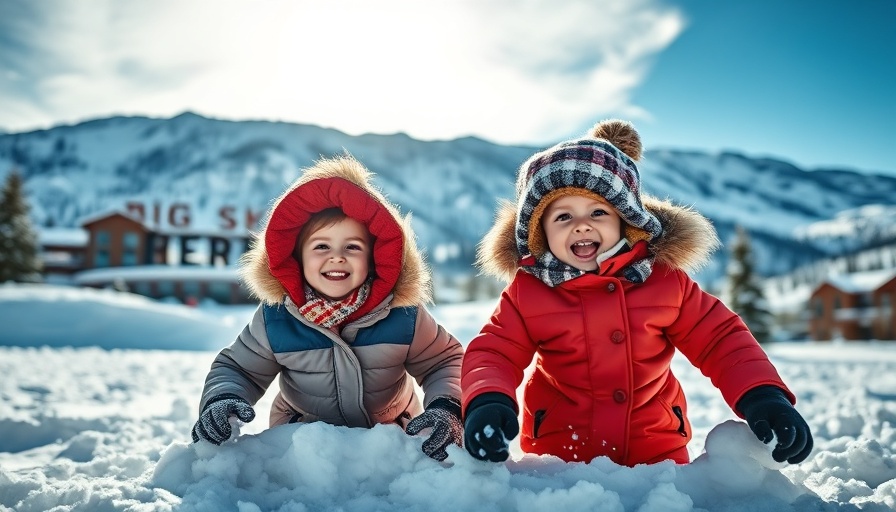 Playful children at Big Sky Resort during family ski trip to Montana.