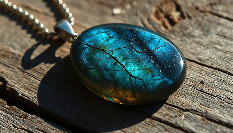 Labradorite healing crystal pendant for spiritual growth, shimmering hues.
