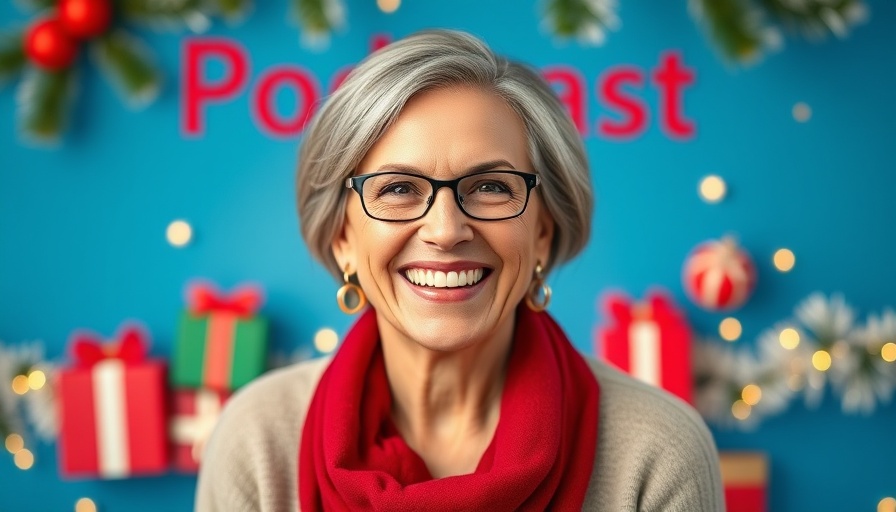 Podcast theme on tackling holiday stress for teachers with festive elements.