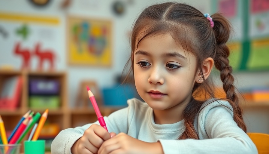 Young girl practicing mindfulness in school setting.
