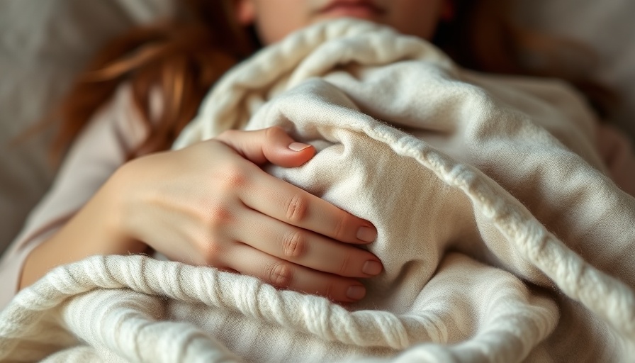 Hands embracing soft blanket for comfort, overcoming fear.