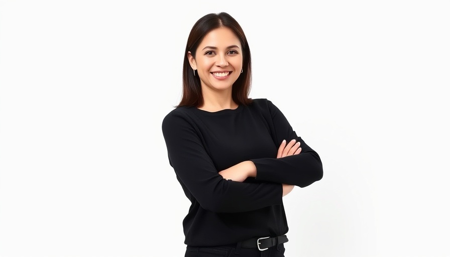 Confident smiling woman in black clothes, studio portrait, A1c vs Time in Range