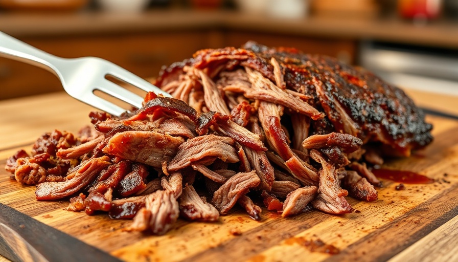 Easy Slow Cooker BBQ Beef Brisket on cutting board.