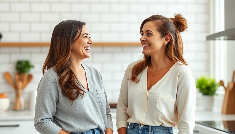 Two women talking in a bright kitchen, affordable smoothie recipes.