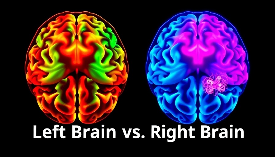 Vivid MRI brain scan illustrating left and right brain functions.