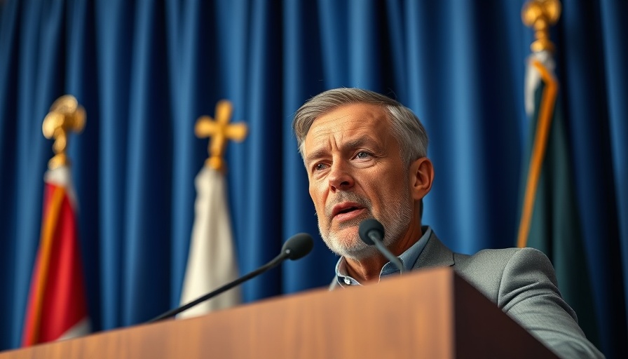 Man at podium discusses Stein's budget proposal investing in health care workforce.