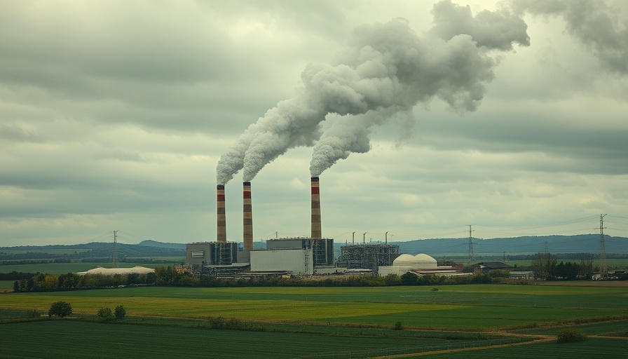 Industrial factory with smoke near green fields; EPA deregulation impact.