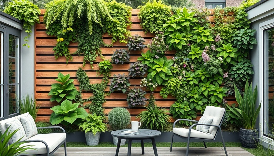 DIY back garden privacy screen idea with vertical plant wall.