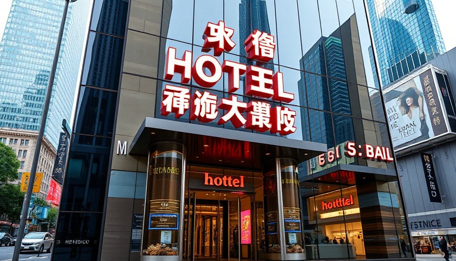 Modern hotel entrance featuring synthetic turf design