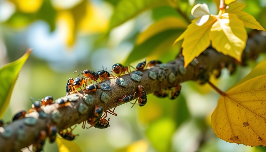 Close-up of tree scale insects on a branch, manage tree scale in Mississippi and Louisiana.