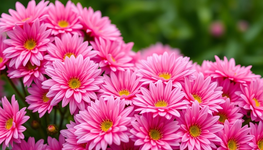 Colorful pink chrysanthemums in a garden, a natural bug repellent plant.