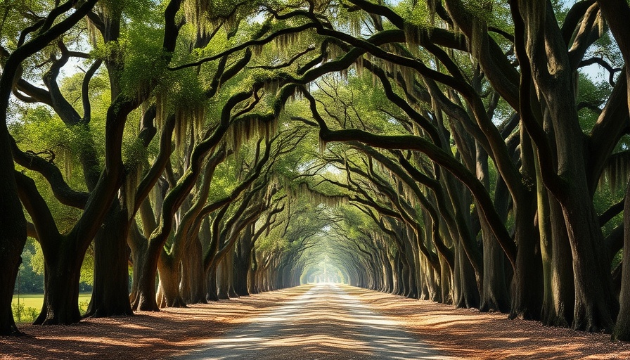 Scenic tree-lined path showcasing the beauty of nature; ideal for deep-root fertilization for trees.