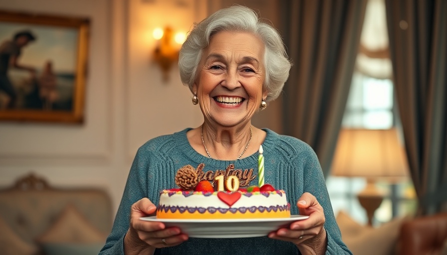 Elderly woman celebrating her 70th birthday milestone indoors.