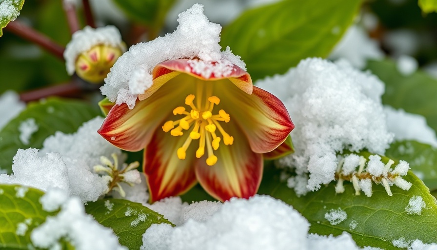 Winter flowering plants featuring snow-covered Hellebore.