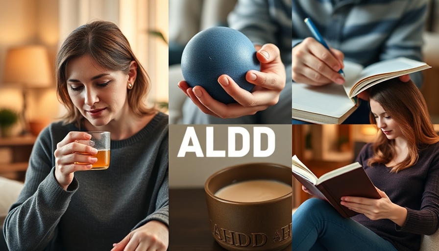 Collage illustrating self-care strategies for ADHD.