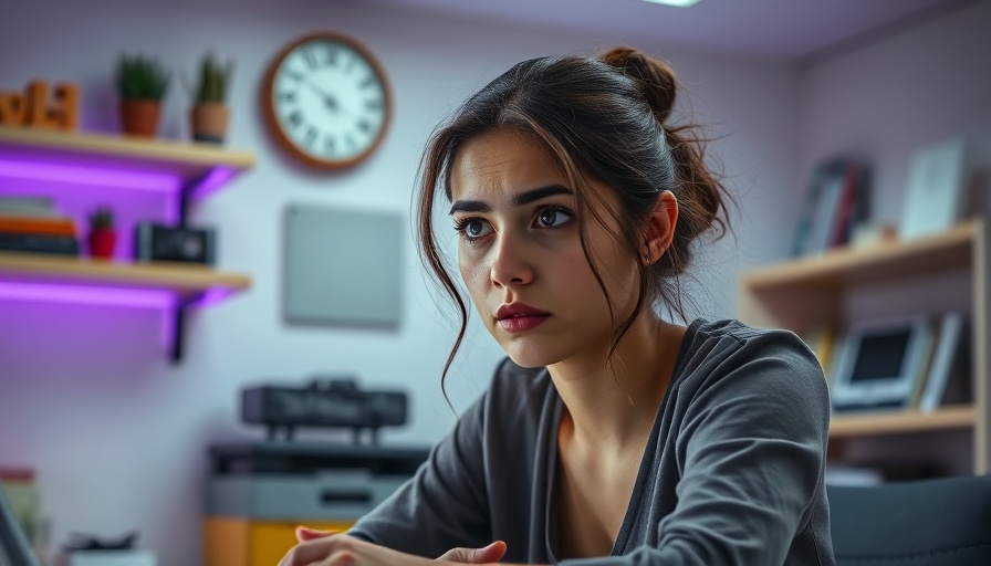 Concerned young woman pondering at desk, strategies for ADHD in education.