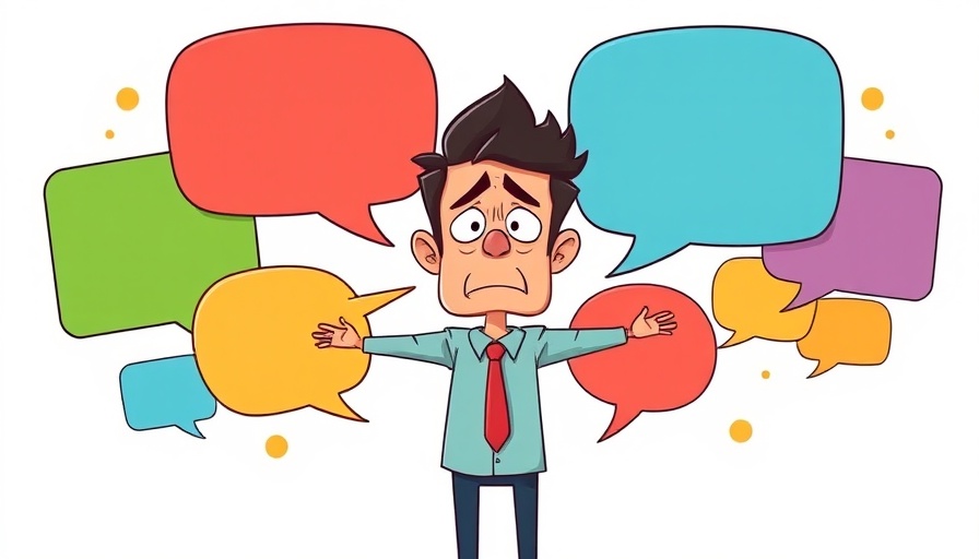 Man overwhelmed by speech bubbles representing ADHD medications access crisis