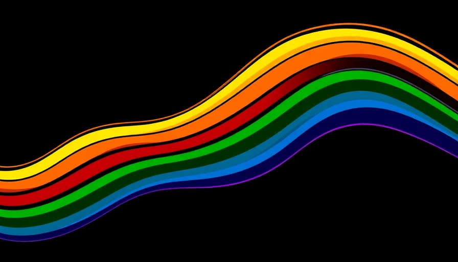 Colorful wavy line on black background symbolizing inclusivity.