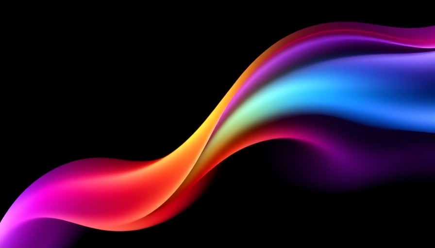 Colorful gradient wave on black background, art