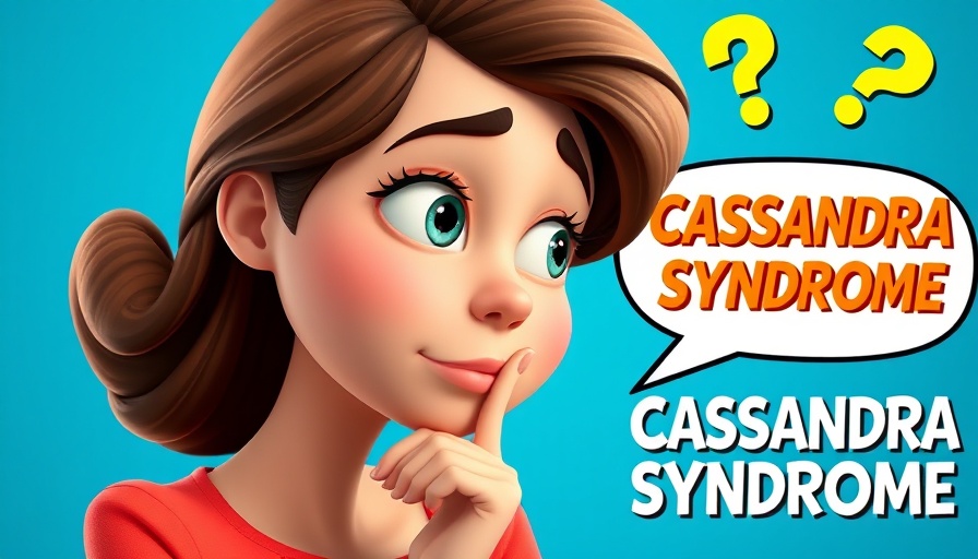 Cassandra Syndrome and Autism question on blue background with thoughtful woman.