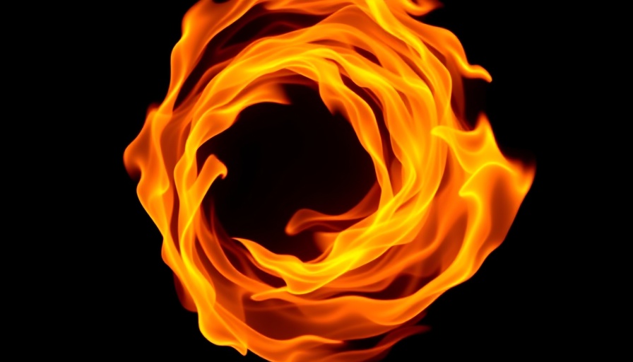 Vibrant swirling flames representation of autism against black background.