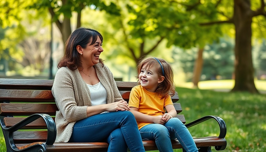 Mother and daughter talking happily on park bench, busting anti-vaccine myths.