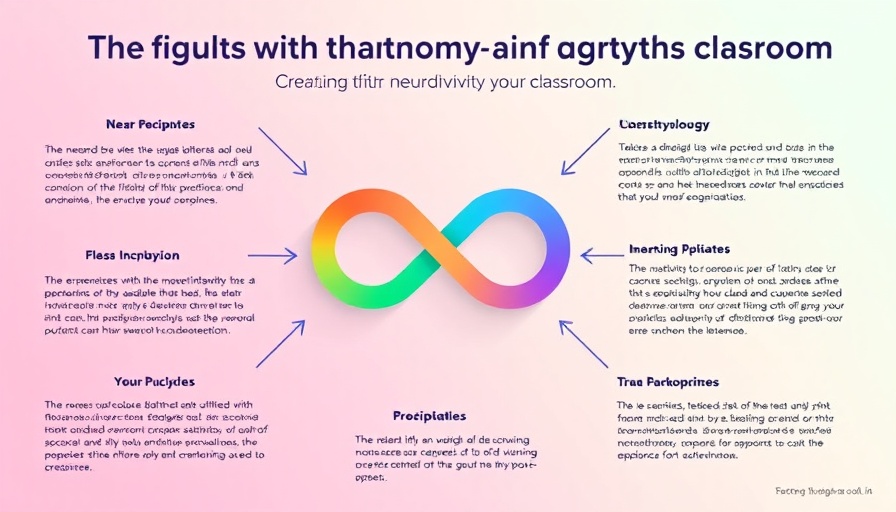 Infographic on neurodiversity-affirming classroom principles with infinity symbol.