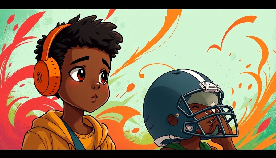 Young Black characters on a book cover with vibrant abstract background.