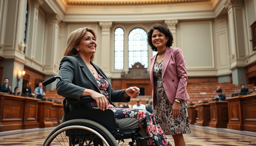 Disability advocates pushing for funding and services in a legislative building.