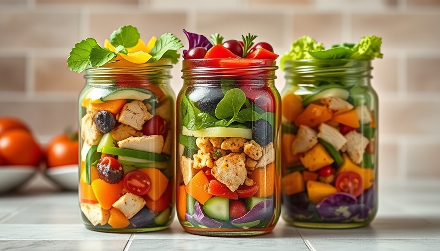 Layered Southwest salad jars with fresh ingredients.